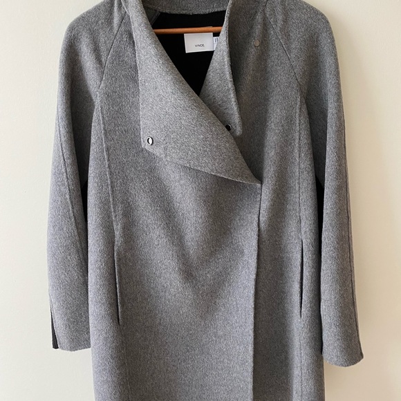 Vince Wool Blend Two-tone Sweater Back Coat - Picture 5 of 5
